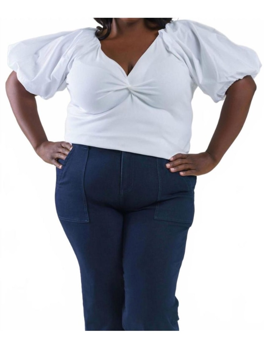 Tanya Taylor romy twist front puff sleeve top white Plus Size 3X